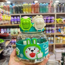 CoverZone Tavşan Su Matarası Boyun Askılı Suluk Renkli Çizgi Film ve Desenli Karakterler Çocuklara Özel Taşıması Kolay Okulda Piknikde Kullanıma Uygun 1 Litre Crk3