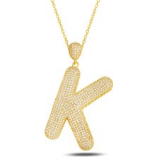 18K Serie Oro K Harfi Kadın Gümüş Kolye