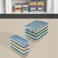 8'li Saklama Kabı , Mikrodalga Uyumlu Erzak Saklama Kabı Petrol 8 x 2400 ml