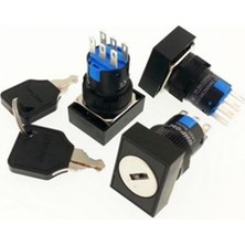 Robo Dünya 16MM Anahtarlı (Key) Buton On-Off-On 5A 250VAC 6p