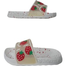 Gezer Kız Çocuk Çilekli Beyaz Kaymaz Taban Günlük Şık Terlik Gzerr98-031