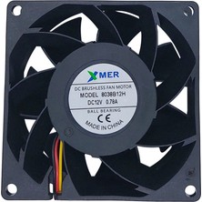 Robo Dünya 80X80X38MM Rulmanlı 12V 0.78A 3p Xmer Fan