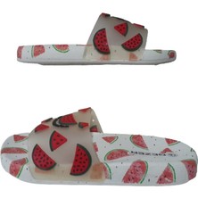 Gezer Kadın Beyaz Karpuzlu Kaymaz Taban Günlük Şık Terlik Gzerr087-031