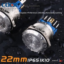 Robo Dünya 22MM Metal Buton Paslanmaz/çelik IP65 Mavi 10V-30V
