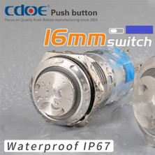Robo Dünya 16MM Metal Ledli Buton Paslanmaz/çelik IP67 Beyaz 10V-30V 5p 1no