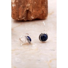 Sümer Telkari Lapis Lazuli Taşlı Mini Elişi Gümüş Küpe 6991