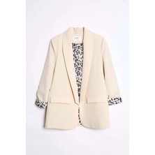 Hena Store Leopar Desenli Astarlı Blazer Ceket