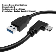 Thot Meta Quest 3 ve 2 ile Uyumlu 5mt 5gbps USB 3.2 Hızlı Veri Aktarımı,hızlı Şarj Usb-C