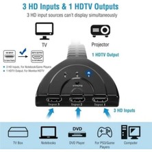 Thot HDMI 3 Port Switch Pigtail Kablolu 4K Ultra Hd HDMI Switch