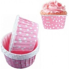 Efe Pastacılık Pembe Puantiyeli Muffin Kağıt Kapsül 25 Adet 50X39 mm