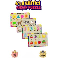 212 Toyzz Öğretici Puzzle Yapboz Meyve Sebze Sayı Şekiller 4 Lü Set