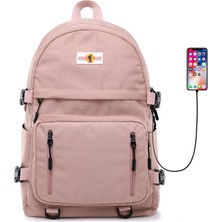 Go Veform Laptop Bölmeli, USB Şarz Çıkışlı Su Geçirmez Kadın Sırt Çantası Pembe SRT5013