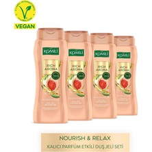 Komili Rich Aroma Nourish&relax Duş Jeli -Incir Çekirdeği&zeytinyağı-Kalıcı Parfüm Etkili-4 x 500 ml