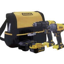 Stanley 18V 4,0AH Tek Akü Kömürsüz Darbeli Matkap+Somun Sıkma Set Bez Çanta SFMCK217M1S