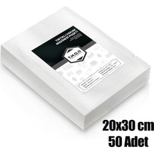 T.M.Q.G 20X30 cm - 50 Adet Tırtıklı Vakum Makinesi Poşeti Ev Tipi