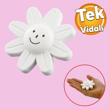 Badem10 Plastik Papatya Gülücüklü Beyaz Renk Mobilya Çoçuk Odası Dolabı Kapak Kulpu Çekmece Kulbu 1 Adet