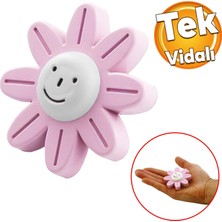 Badem10 Plastik Papatya Gülücüklü Pembe Mobilya Çoçuk Odası Dolabı Kapak Kulpu Çekmece Kulbu 1 Adet