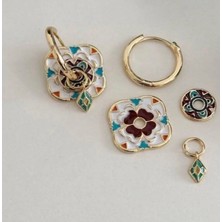 Mi Brillo Accessories Etnik Desenli Mineli Charm Küpe