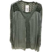 Italyan Dantel Detaylı Ipek Bluz