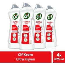 Cif Krem Yüzey Temizleyici Çamaşır Suyu Katkılı Ultra Hijyen 675 ml 4 Adet