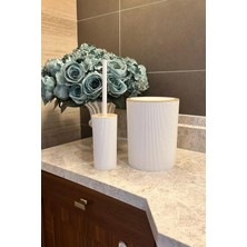 Makri Home Banyo Seti 5'li Yuvarlak Plastik Beyaz-Siyah-Antrasit
