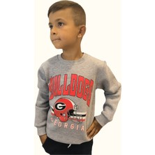 Modarvi Bulldogs Baskılı 3 Iplik Şardonlu Gri Çocuk Sweatshirt