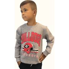 Modarvi Bulldogs Baskılı 3 Iplik Şardonlu Gri Çocuk Sweatshirt