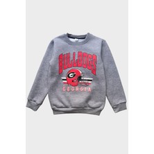 Modarvi Bulldogs Baskılı 3 Iplik Şardonlu Gri Çocuk Sweatshirt