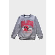 Modarvi Bulldogs Baskılı 3 Iplik Şardonlu Gri Çocuk Sweatshirt