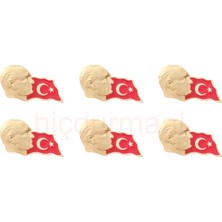 Hiçdurmaal Atatürk Profilli Türk Bayrağı Yaka Rozeti 1 Paket 6lı