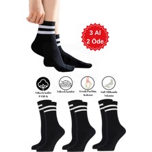 Premium Natural Socks Bambu  Tenis Kolej Çizgili Premium Dikişsiz Soket Çorap 3'lü