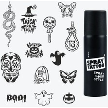 One Spray Tattoo Halloween Şablon +Siyah Sprey Seti 1