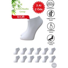 Premium Natural Socks Erkek-Bayan Bambu Beyaz  Patik Çorap  12'Li(Soft Yıkama)(Parfümlü)(Imalattan)