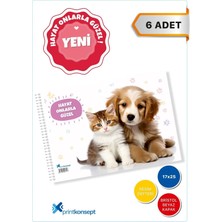 PrintKonsept Printkonsept 6 Adet Spiralli Resim Defteri, Kedi ve Köpek Desenli 15 Yaprak Ölçü:17*24