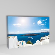 Gaagart Tekli Yatay Kanvas Duvar Tablosu Tatil Adası Ve Beyaz Evler