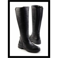 Bambi Siyah Hakiki Deri Kadın Çizme K03724201603