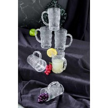 inova home decor Japon Stili Buzul Desen 6 lı Cam Kupa Takımı 370 ml.