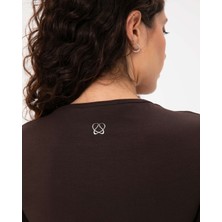 Ayma Active Kahverengi Anvelop Belden Bağlamalı Crop Bluz