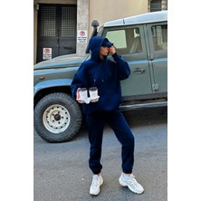 CMZ Collection Kadın 3 Iplik Bol Kesim Kışlık Hoodie Sweatshirt Jogger Alt Eşofman Takımı