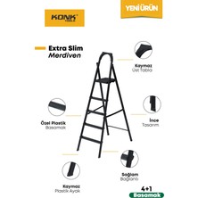 Konk Tools Extra Süper Slim Siyah Merdiven 4+1 Metal Basamaklı Vera4