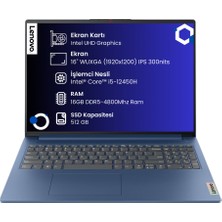 Lenovo IdeaPad Slim 3 16IAH8 Intel Core i5 12450H 16GB 512GB SSD 16'' WUXGA (1920x1200) IPS Panel Freedos Taşınabilir Bilgisayar 83ES002GTR