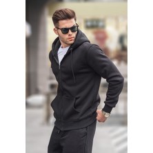 Madmext Siyah Kapüşonlu Regular Fit Erkek Sweatshirt 6033