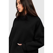 CMZ Collection Kadın Baskısız 3 Iplik Bol Kesim Rahat Kalıp Kışlık Oversize Eşofman Takımı