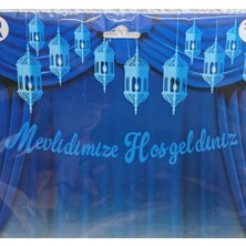 Hayaller Dükkanı Mevlidimize Hoş Geldiniz Banner Yazı Mevlüt Süsleri Mavi