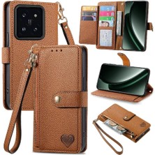 MY Boutique1 Xiaomi 14T Pro Fermuar Deri Kılıf Için Flip Case Aşk Cüzdan Darbeye (Yurt Dışından)