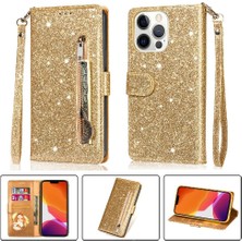 MY Boutique1 IPhone 13 Için Fermuar Cep Durumda Pro Max Pu Deri Glitter Cüzdan Kılıf (Yurt Dışından)