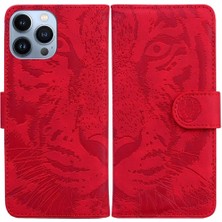 SZY Market IPhone 13 Için Flip Case Pro Max Deri Cüzdan Kabartmalı Sevimli Kaplan (Yurt Dışından)