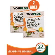 Youplus Vitamin C Çinko Propolis 20 Efervesan Tablet 2 Adet