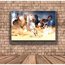 Bestablo Koşan Atlar Cam Tablo Bestablo