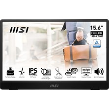 Msı 15.6" Pro MP161 E2U 1920X1080 (Fhd) 16:9 Flat IPS 60HZ 4ms Adaptıve-Sync Portatıf Monıtor